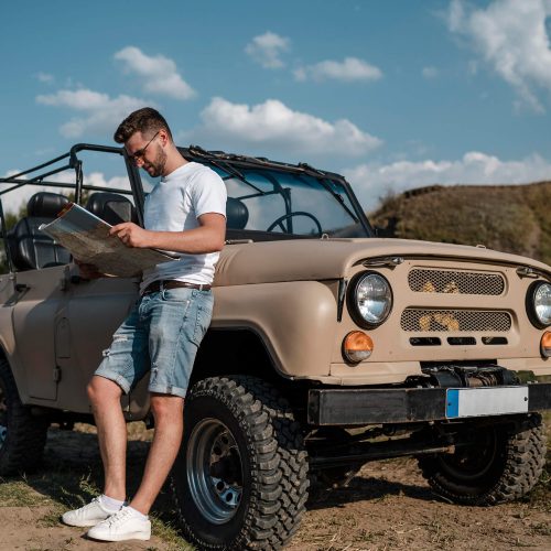 Off road car on dry muddy surcafe